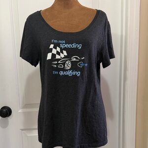 Next Level Apparel Black Tee “ I’m not racing I’m qualifying “ XL